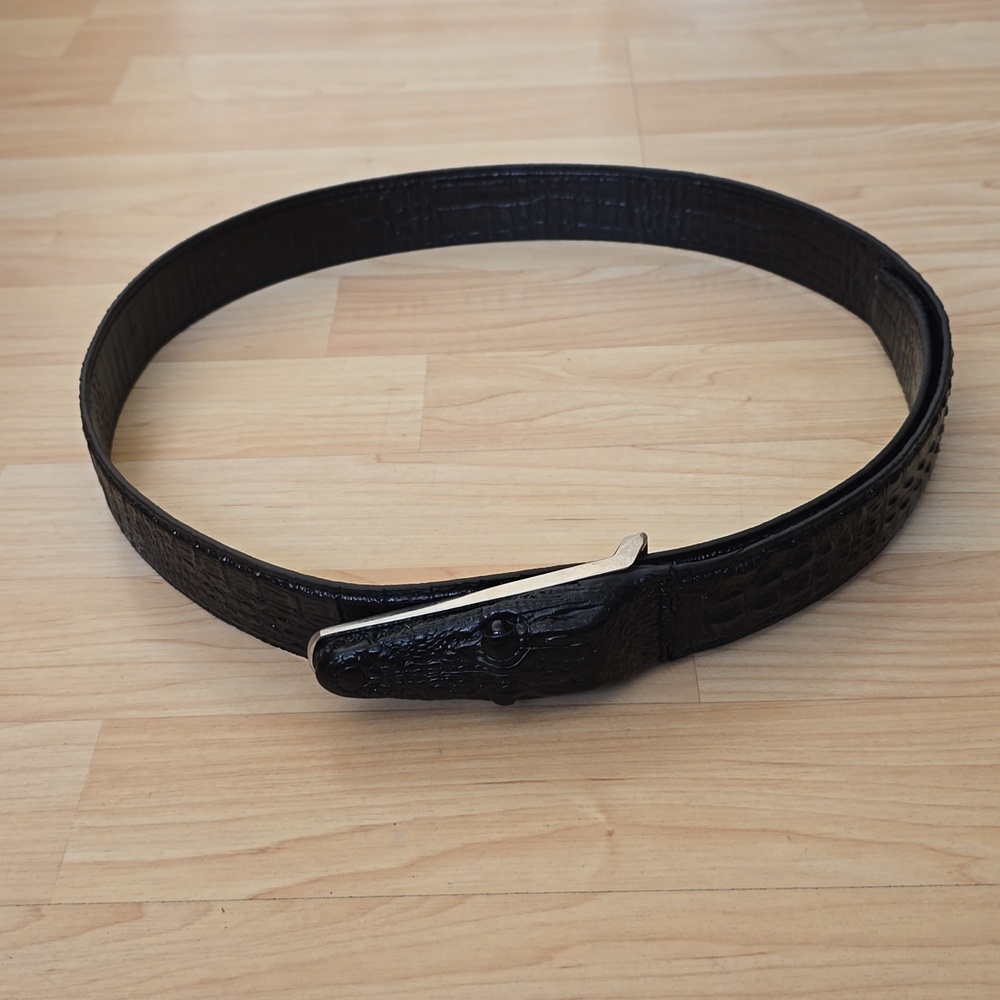 Black Aligator Crocodile Texture Leather Belt for Men 49" Length